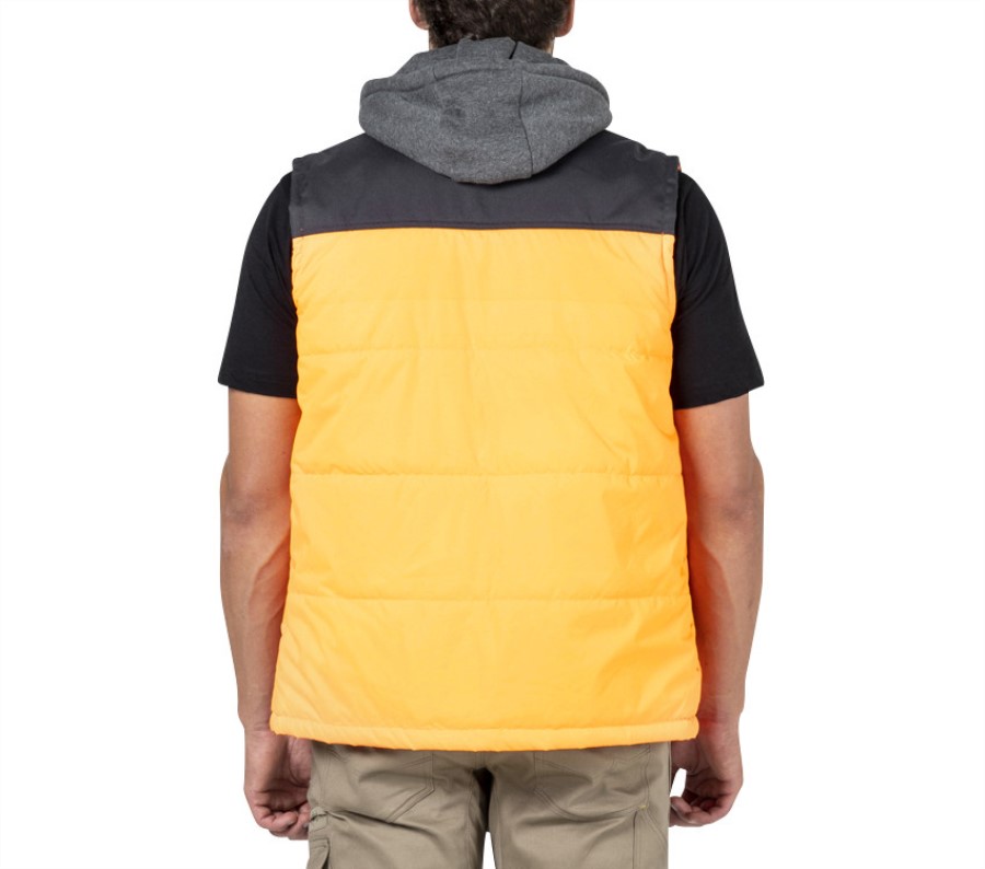 Hi Vis Hooded Work Vest Orange Black Caterpillar