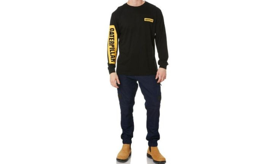 ICON BLOCK LONG SLEEVE TEE Black Yellow Caterpillar