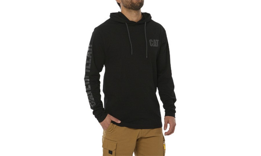 UPF HOODED BANNER LONG SLEEVE TEE Black Caterpillar