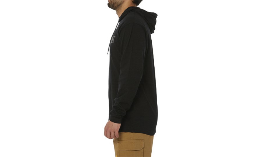 UPF HOODED BANNER LONG SLEEVE TEE Black Caterpillar