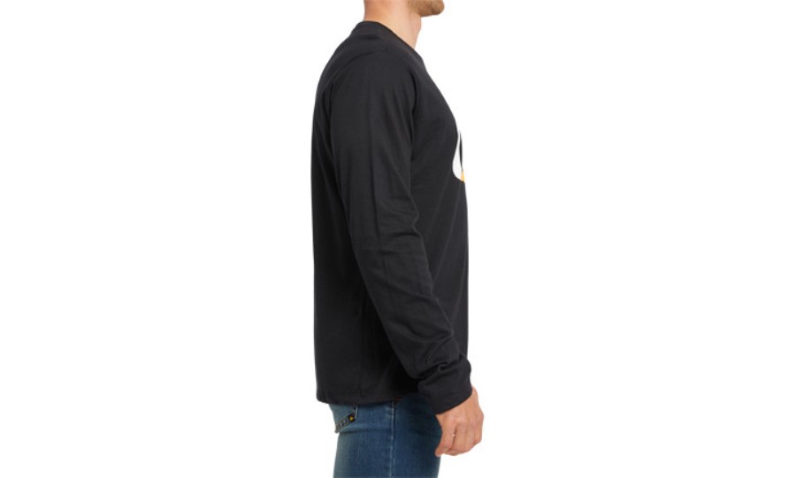 ORIGINAL FIT LONG SLEEVE LOGO TEE Pitch Black-Trademark Caterpillar